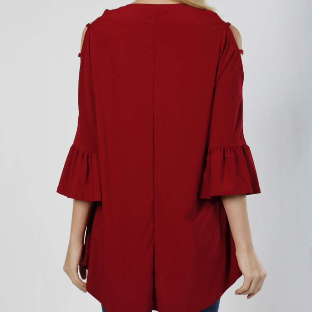 BURGUNDY OVERSIZED TUNIC TOP - Picture 2 of 2